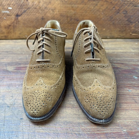 Vintage Ralph Lauren Suede Wingtip Oxford Shoe Size 7B Made in Italy - Picture 2 of 11